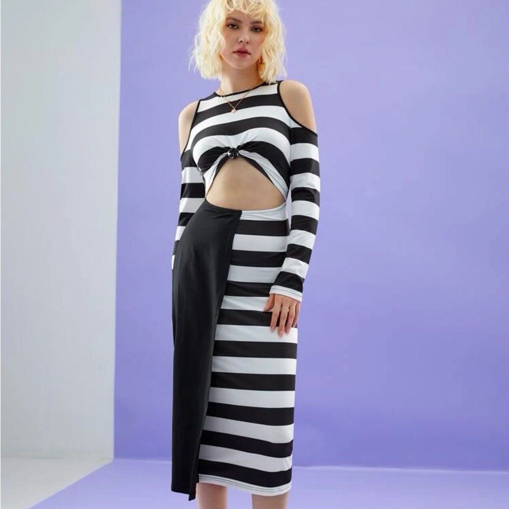 Black and White Striped Dress